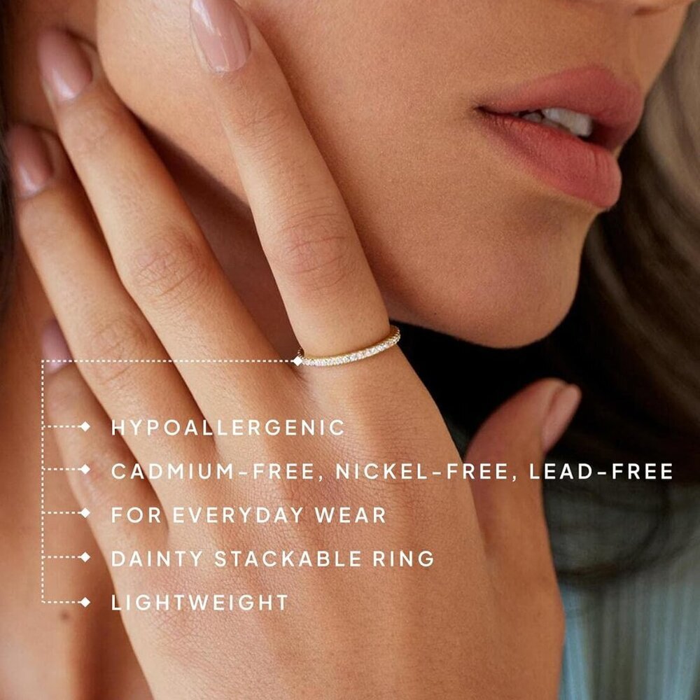 Hypoallergenic 14K Gold Plated Eternity Rings - Stackable for Everyday Style - Picture 4 of 6